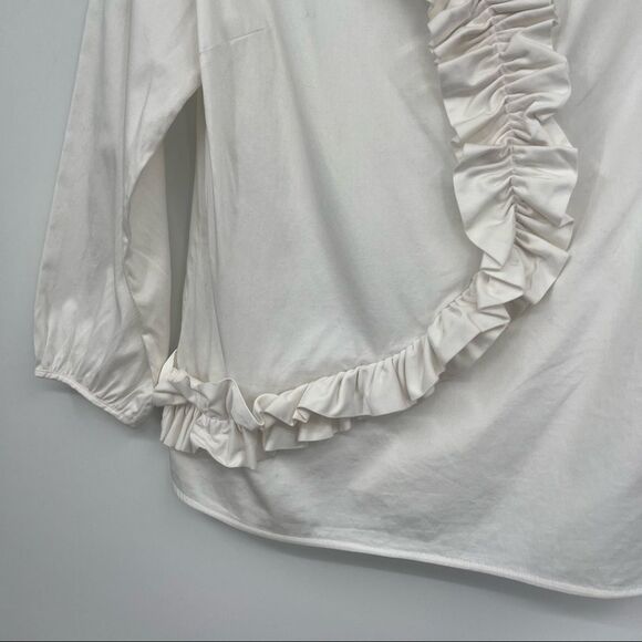 Ted Baker London Quarter Sleeve Keyhole Ruffle Roundneck Slit Vent Blouse - Picture 11 of 14